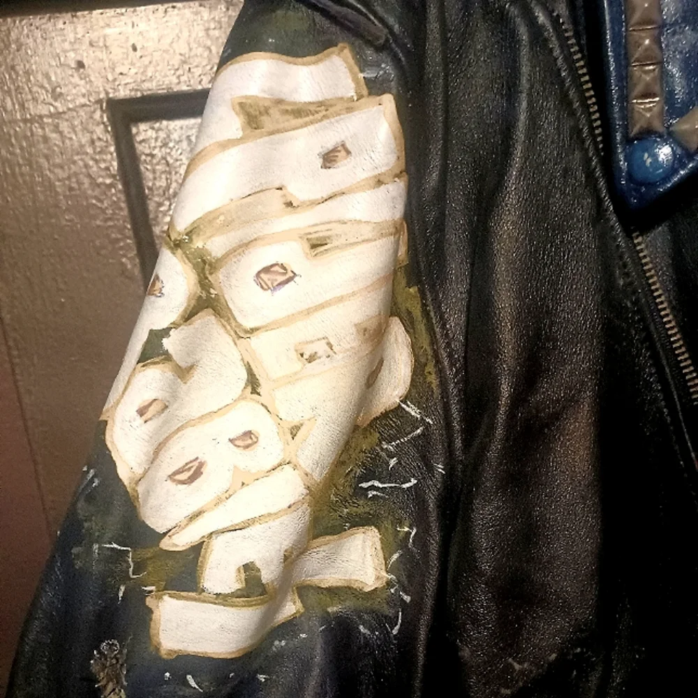 AUTH Punk Studded Leather Jacket worn by member of CA hardcore PUNK band - Picture 9 of 14